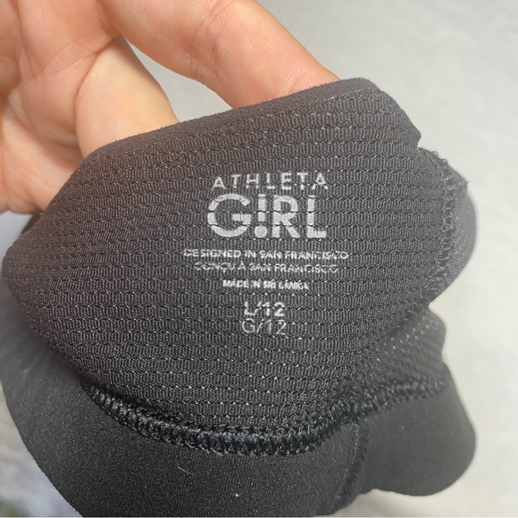 Athleta 12 Girl or XS Women’s Strappy Back Sports Bra Yoga Longline Black - Picture 4 of 8